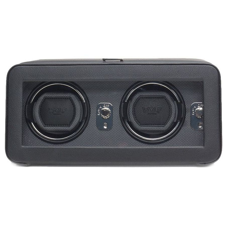 Wolf Designs Ltd-Black Windsor Double Watch Winder-Dipples Jewellers