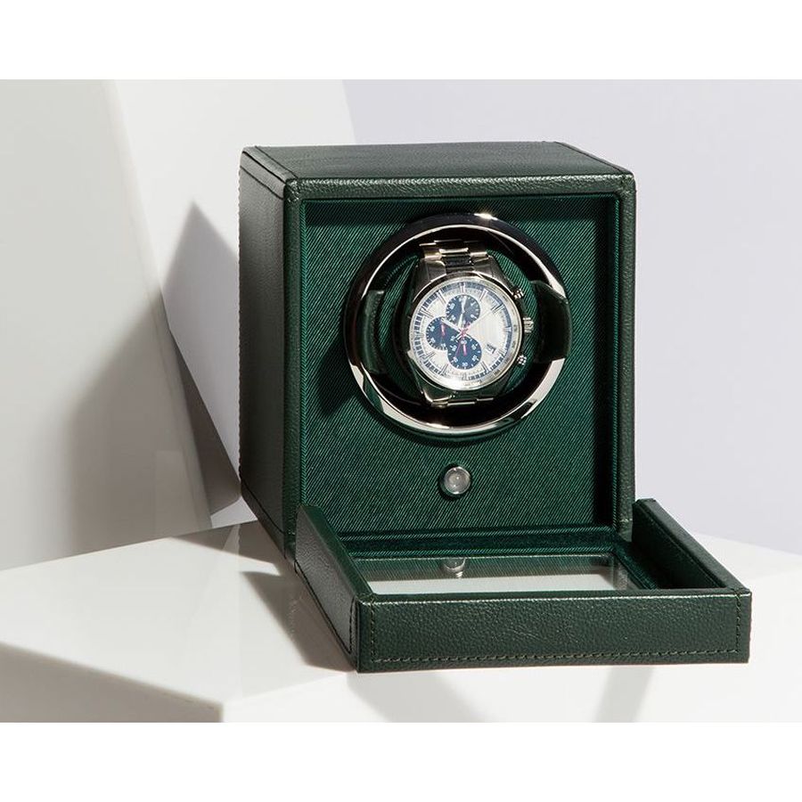 Wolf Designs Ltd-Cub Hunter Green Single Watch Winder With Cover-Dipples Jewellers