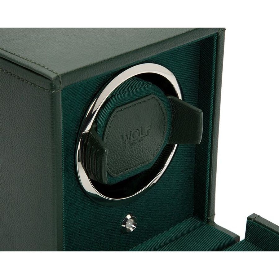 Wolf Designs Ltd-Cub Hunter Green Single Watch Winder With Cover-Dipples Jewellers
