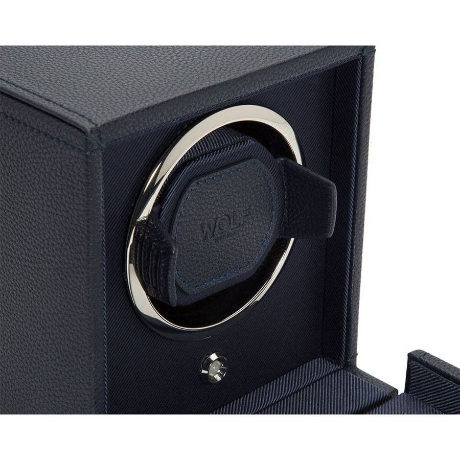 Wolf Designs Ltd-Cub Navy Single Watch Winder With Cover-Dipples Jewellers