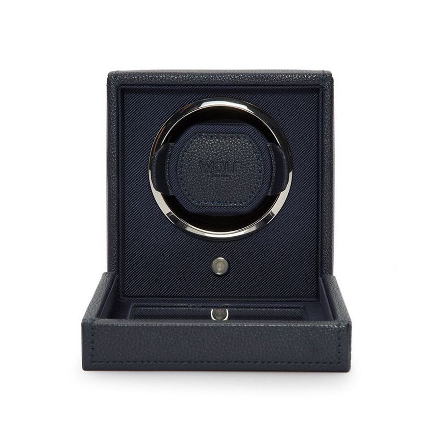 Wolf Designs Ltd-Cub Navy Single Watch Winder With Cover-Dipples Jewellers