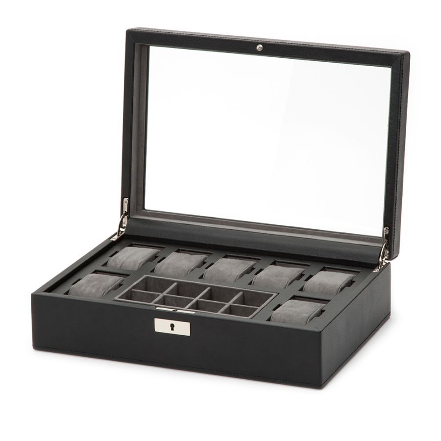Wolf Designs Ltd-Howard Black 7-Piece Watch Box with Storage-Dipples Jewellers